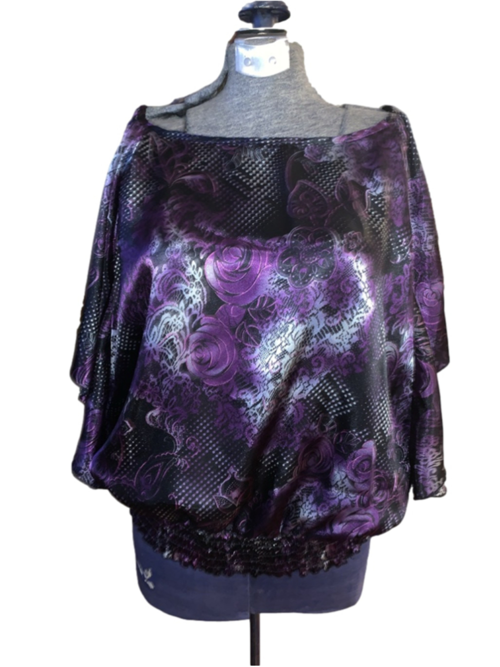 Women's GEORGE Purple & Black Floral Blouse L
